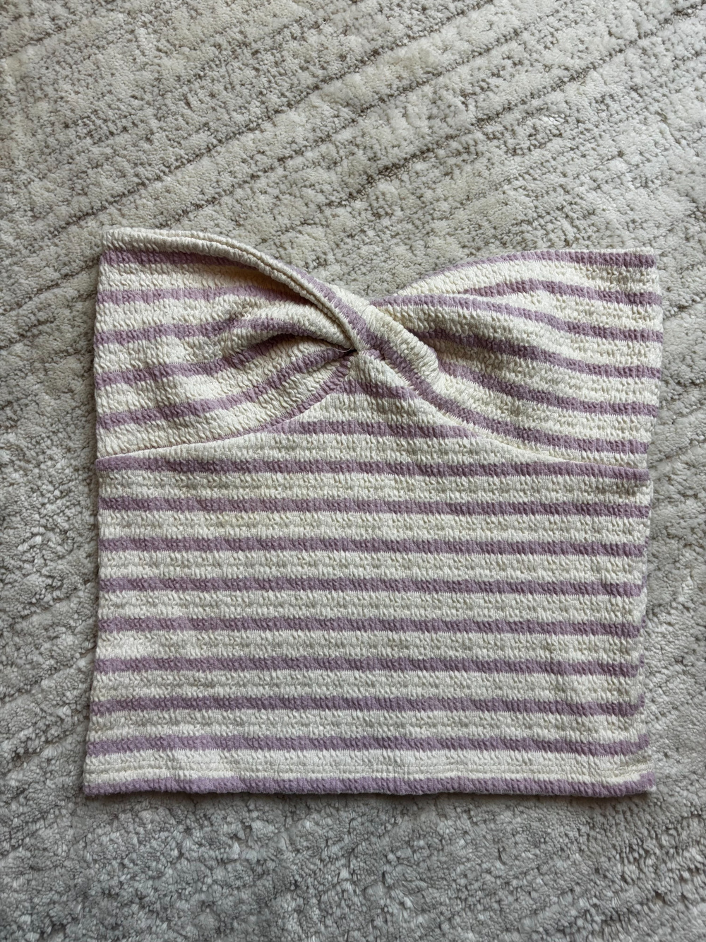 Antistar Strapless Tube Top Lavender Cream Striped Ruched XS
